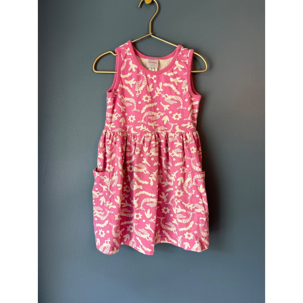 Hanna Andersson Girls Pink Mermaid Print Sleeveless Play Dress Size 110 US 5